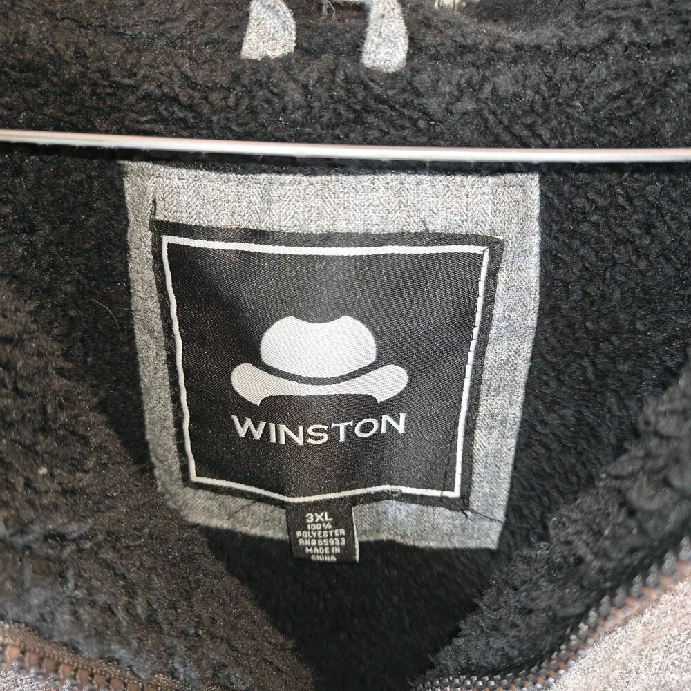 EUC Mens Winston Faux Fur Lined Vest Size 3XL Full Zip Front Pockets Gray & Blue - Picture 2 of 9